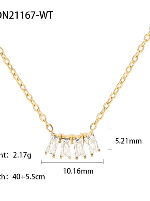 JDN21167 WT Stainless steel Cubic Zirconia Geometric Vintage Necklace
