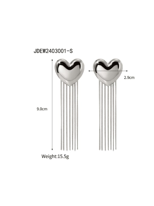 J&D Stainless steel Heart Tassel Hip Hop Threader Earring 2