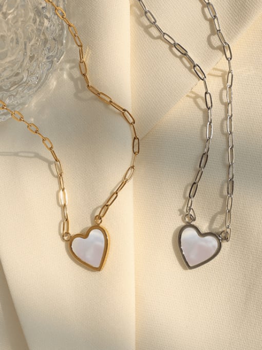 MAKA Titanium 316L Stainless Steel Shell Heart Minimalist Necklace with e-coated waterproof 2