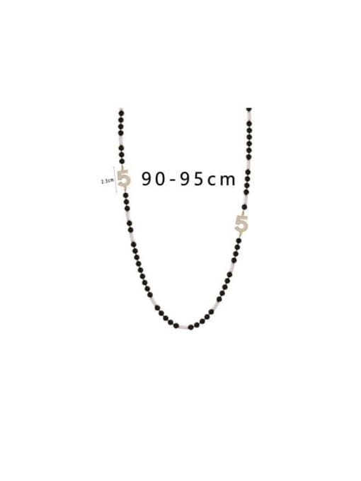 Clioro Brass Bead Number Trend Long Strand Necklace 3