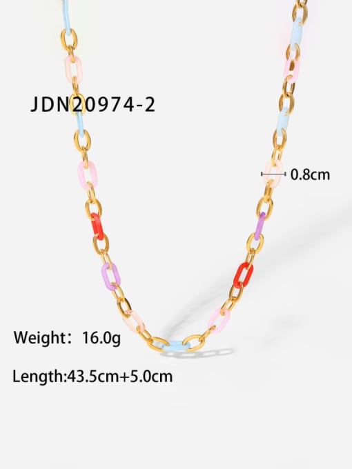 J&D Stainless steel Resin Geometric  Chain Trend Necklace 2