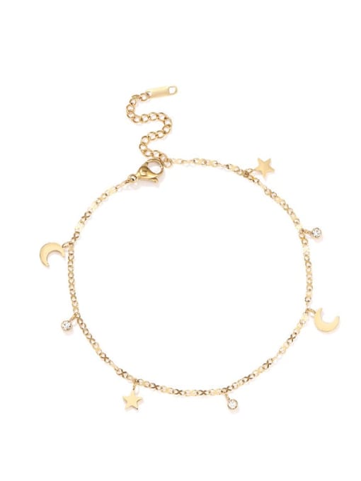 JL174  Feet Chain Gold (length 19+ 5) Titanium Steel Minimalist  Moon  Star  Anklet