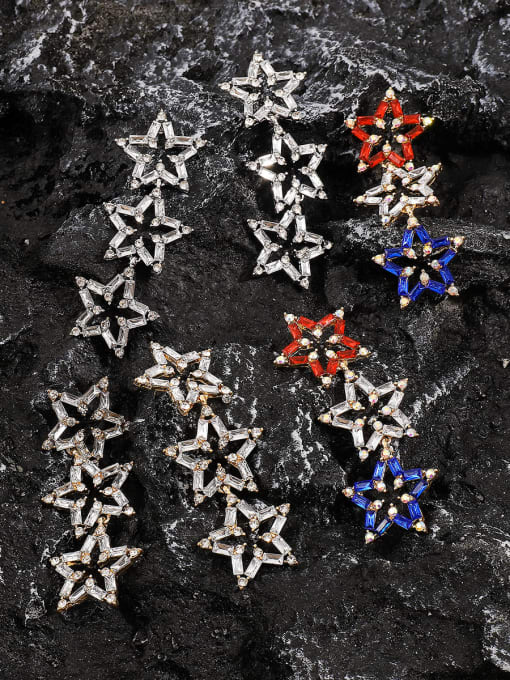 MeiDi-Jewelry Alloy Cubic Zirconia Pentagram Trend Stud Earring 2