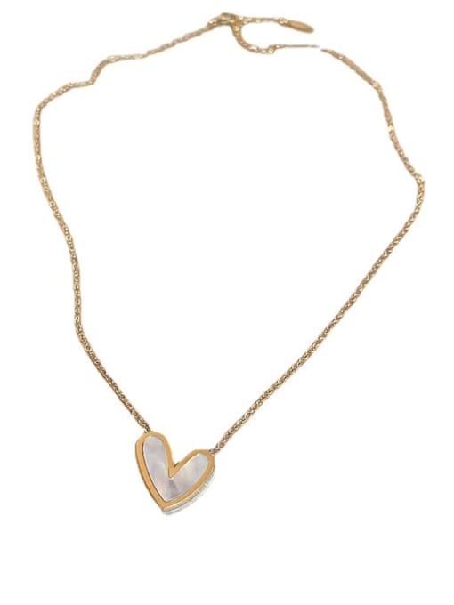 Love White Shell Necklace Gold Titanium Steel Shell Heart Minimalist Necklace
