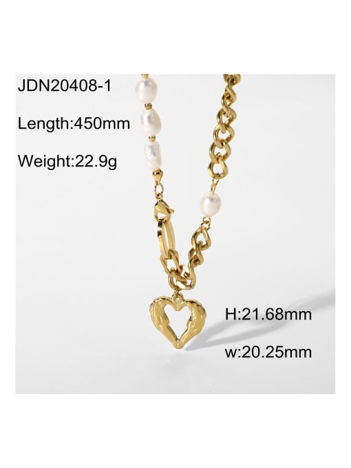 JDN20408 1 Stainless steel Freshwater Pearl Heart Trend Cuban Necklace