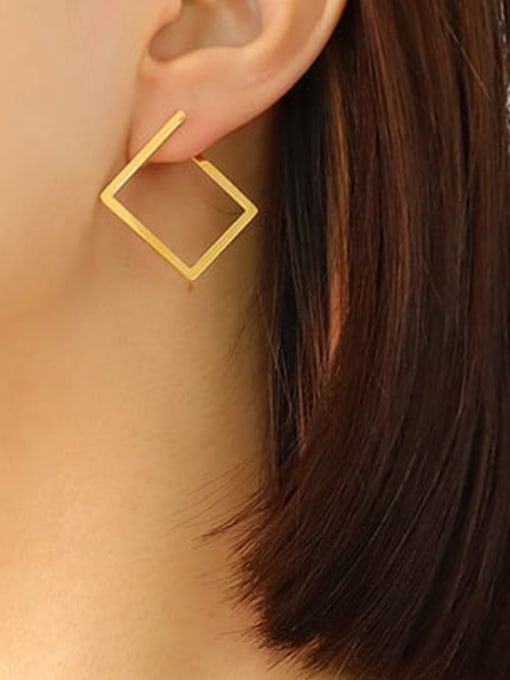 F181 gold trumpet Earrings Titanium Steel Geometric Minimalist Stud Earring