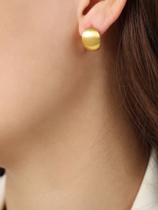 F1116 Small Oval Gold Earrings 16x11MM Brass Irregular Minimalist Stud Earring
