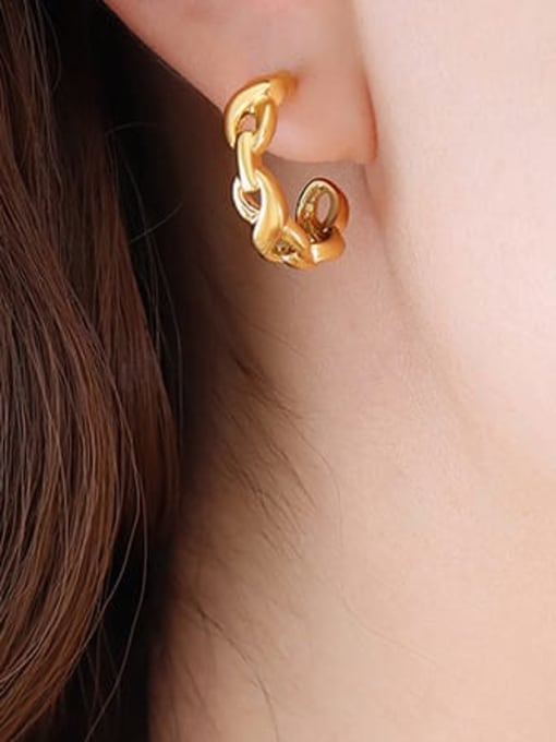 MAKA Brass Hollow Geometric Vintage Stud Earring 1