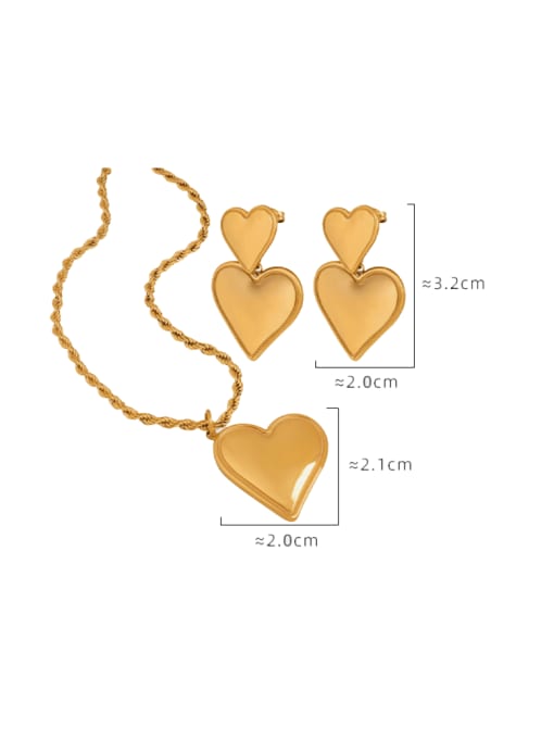 MAKA Titanium Steel Minimalist Heart Earring and Necklace Set 2