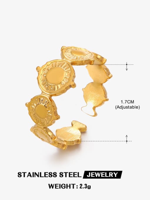 Golden circular ring Stainless steel Geometric Hip Hop Band Ring