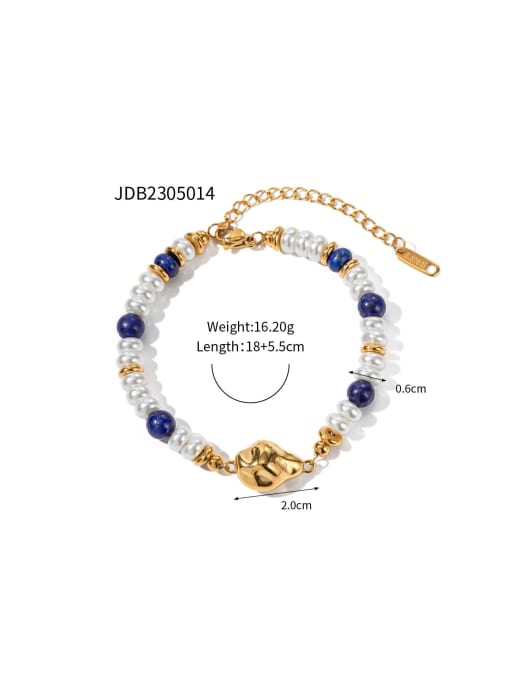 J&D Stainless steel Imitation Pearl Geometric Trend Beaded Bracelet 2