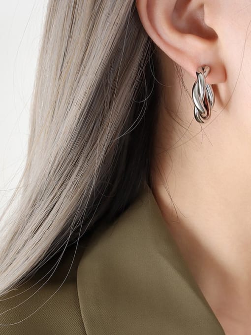 F122 Steel Earrings Titanium Steel Geometric Trend Hoop Earring