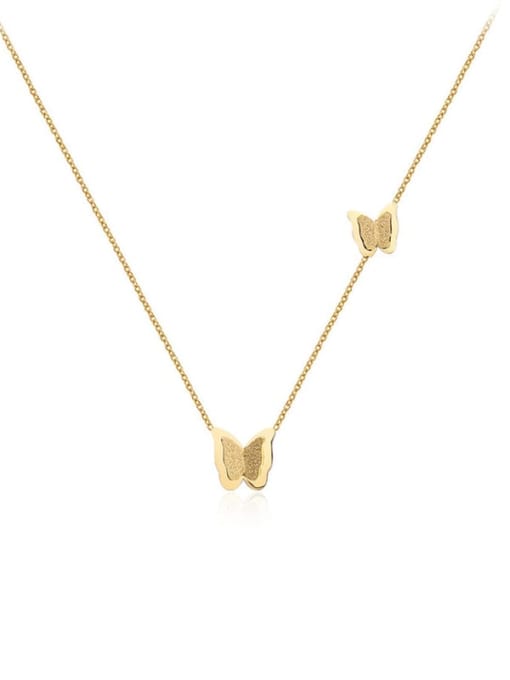 K gold Titanium Steel Butterfly Minimalist Necklace