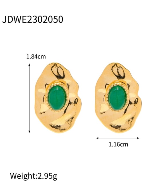 JDWE2302050 Stainless steel Emerald Geometric Vintage Stud Earring