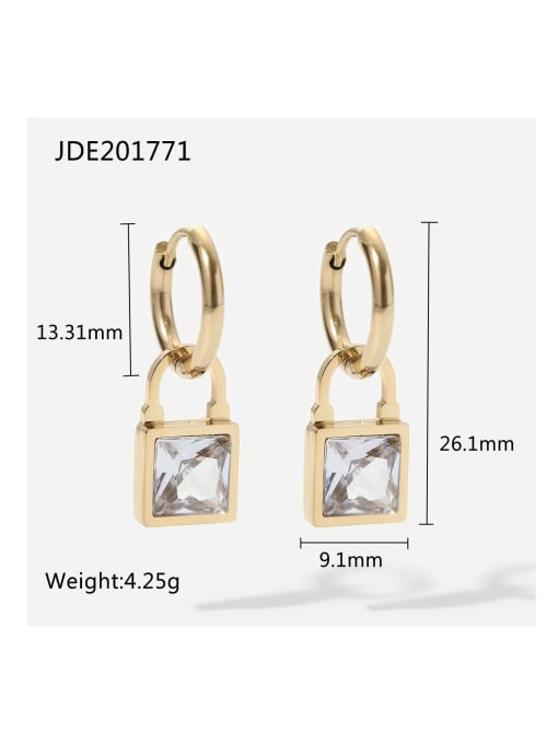 JDE201771 Stainless steel Cubic Zirconia Locket Trend Huggie Earring