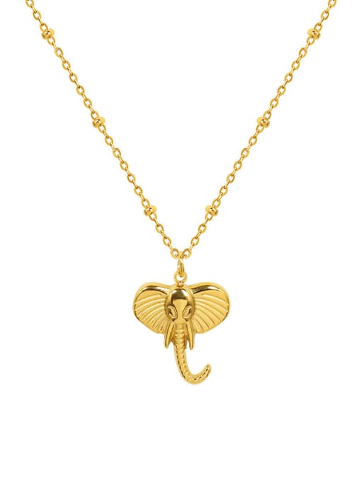 MAKA Titanium 316L Stainless Steel Cute Elephant  Pendant  Necklace with e-coated waterproof 0