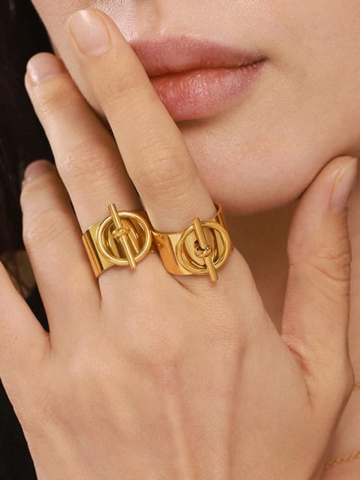 MAKA Stainless steel Geometric Hip Hop Band Ring 1