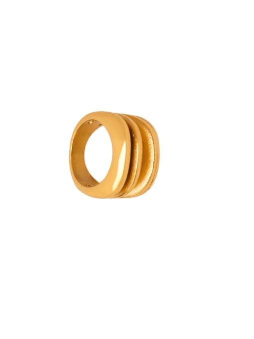 MAKA Titanium Steel Geometric Minimalist Stackable Ring 0