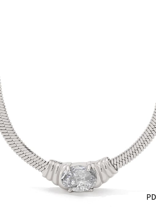 PDD126 Steel White Stainless steel Cubic Zirconia Geometric Trend Link Necklace