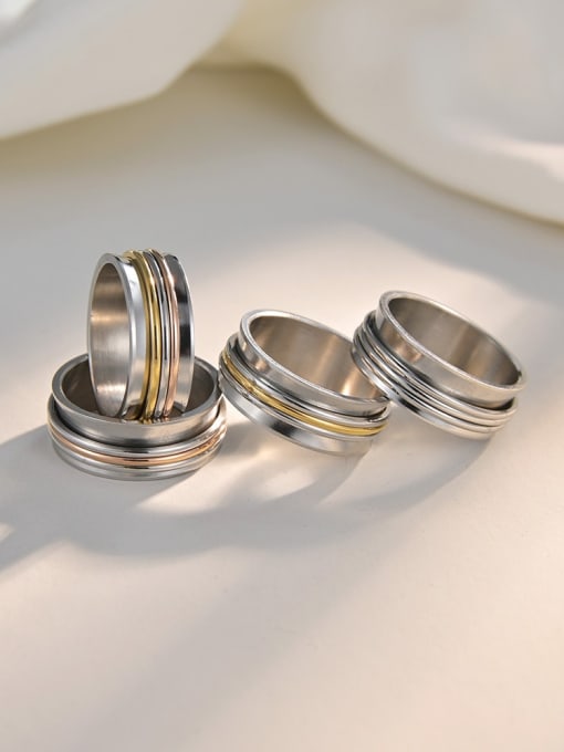 SM-Men's Jewelry Titanium Steel Simple three-color rotating Men's Ring 1
