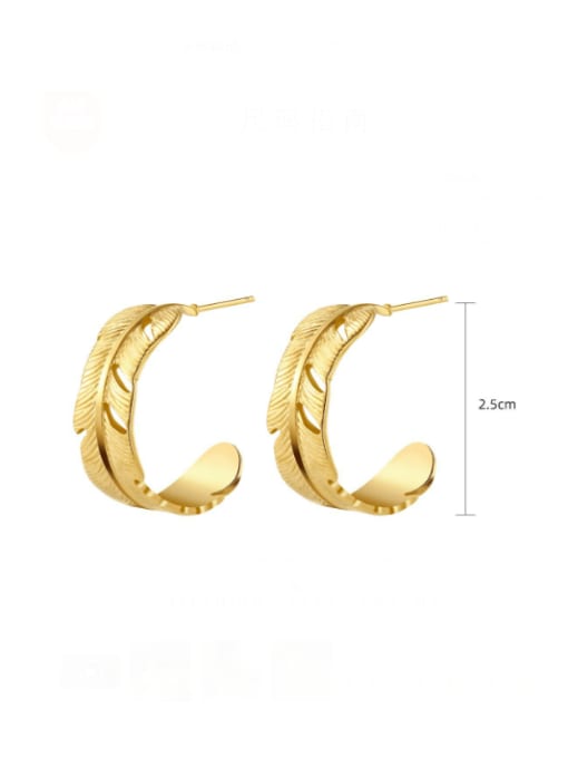 YAYACH Stainless steel Feather C Shape Vintage Stud Earring 2