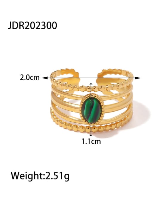 JDR202300 Stainless steel Malchite Geometric Minimalist Stackable Ring