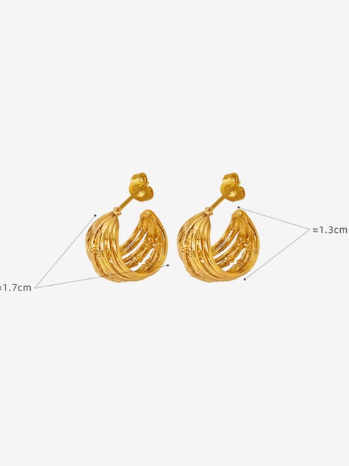 MAKA Brass Geometric Vintage C Shape  Stud Earring 2