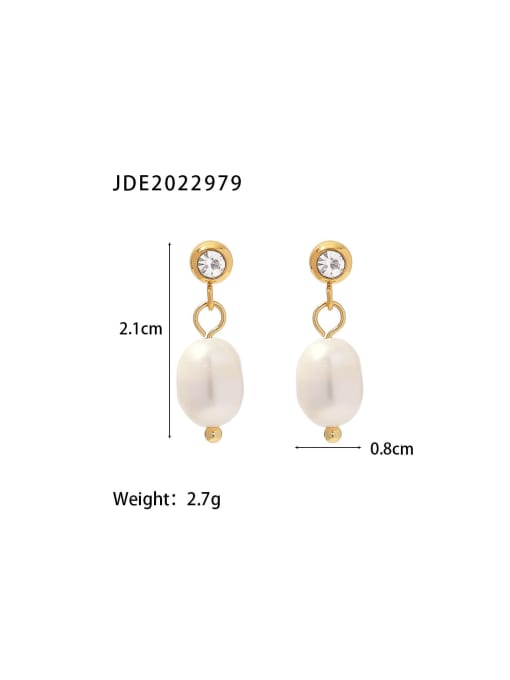J&D Stainless steel Freshwater Pearl Geometric Dainty Stud Earring 2