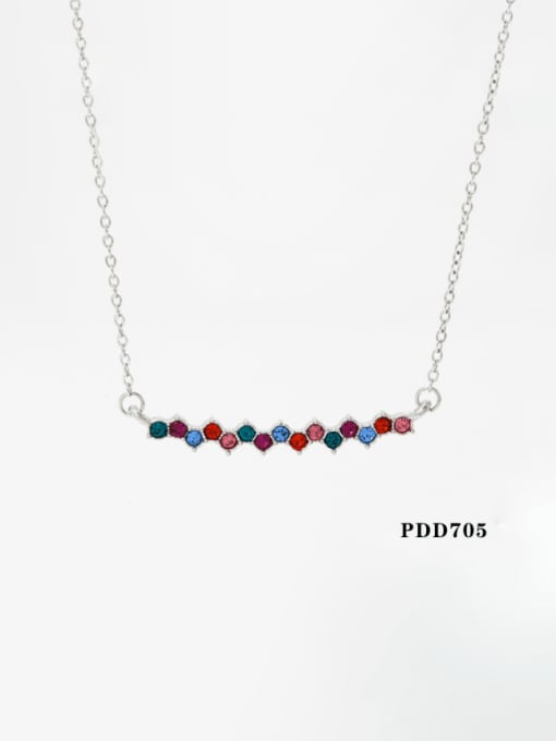 Platinum+  colored PDD705 Stainless steel Cubic Zirconia Geometric Dainty Necklace