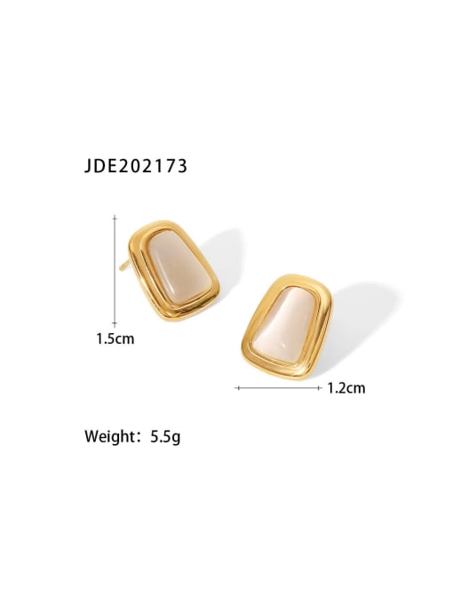 JDE202173 Stainless steel Cats Eye Geometric Dainty Stud Earring