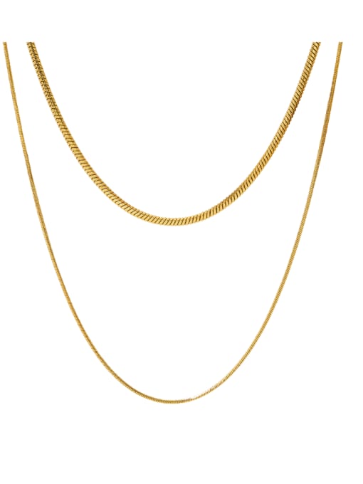 Clioro Stainless steel Double Layer Chain Minimalist Necklace 0