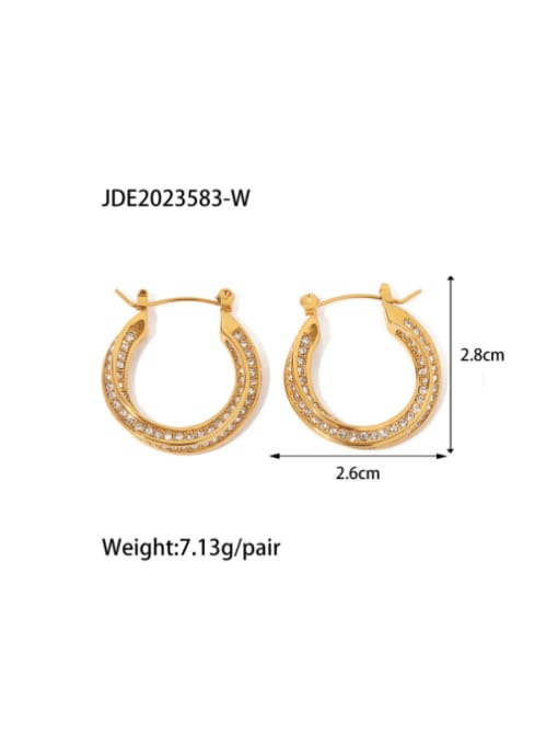 JDE2023583 w Stainless steel Cubic Zirconia Geometric Vintage Hoop Earring