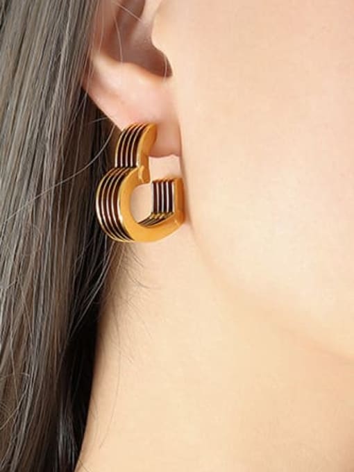 F204 Gold Earrings Brass Geometric Minimalist Huggie Earring
