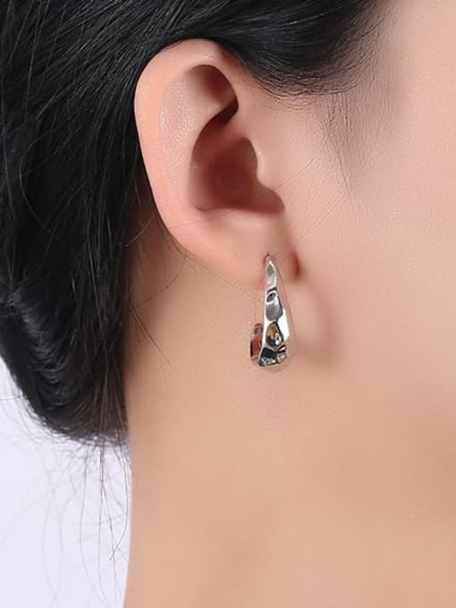 Clioro Brass Irregular C Shape Minimalist Stud Earring 2