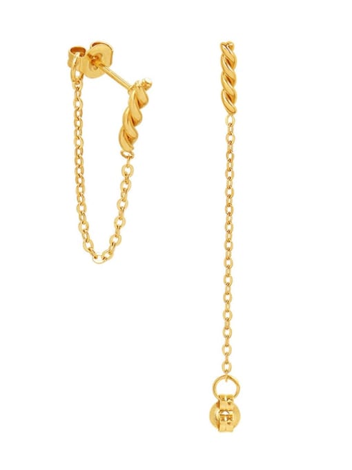 F566 gold tassel Chain Earrings Titanium Steel Tassel Minimalist Threader Earring