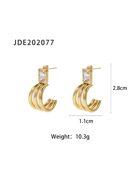 J&D Stainless steel Cubic Zirconia Geometric Minimalist Drop Earring 3