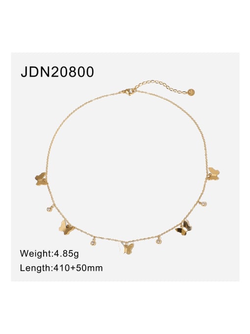 JDN20800 Stainless steel Cubic Zirconia Butterfly Trend Choker Necklace
