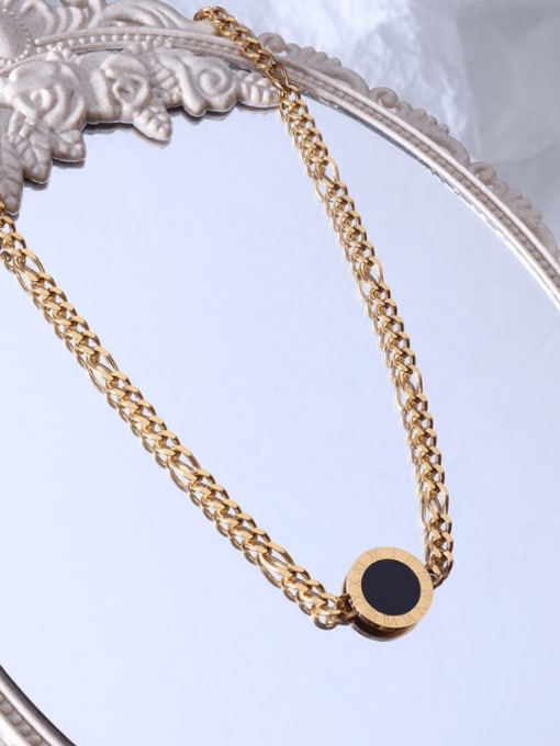 P1111 gold necklace 38 +5cm Titanium Steel Acrylic Geometric Hip Hop Necklace