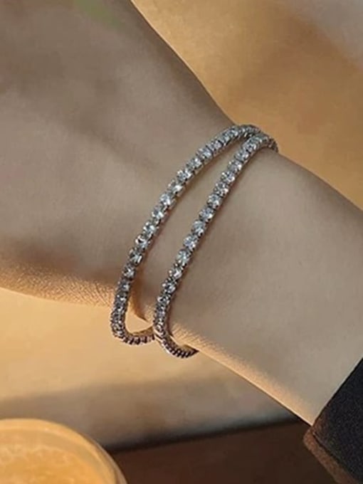 Clioro Stainless steel Rhinestone Geometric Minimalist Bracelet 1