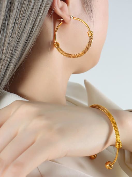 MAKA Trend Geometric Titanium Steel Earring Bracelet and Necklace Set 1
