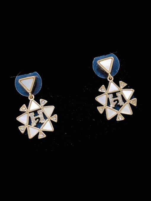 Clioro Brass Shell Pentagram Vintage Drop Earring