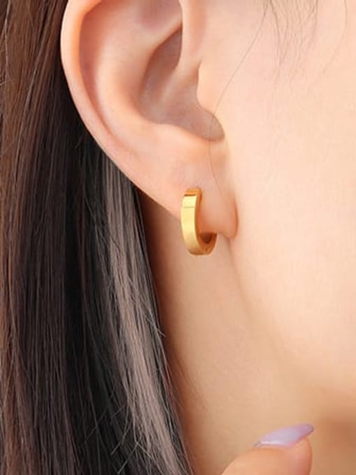 MAKA Titanium Steel Geometric Minimalist Huggie Earring 1