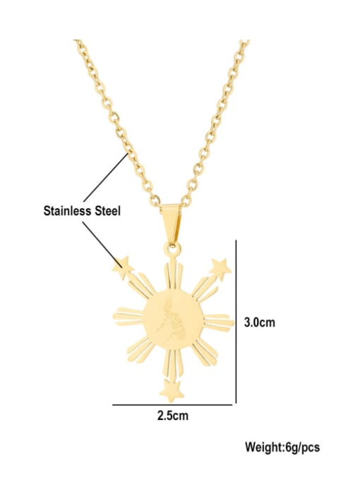 SONYA-Map Jewelry Stainless steel Geometric Ethnic Smooth Gold Philippine Map Pendant Necklace 4