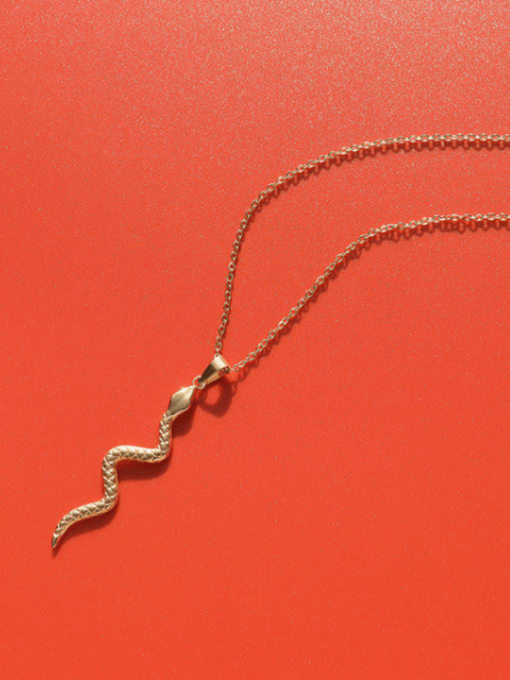 Gold necklace 40+5cm Titanium 316L Stainless Steel Snake Minimalist Necklace with e-coated waterproof