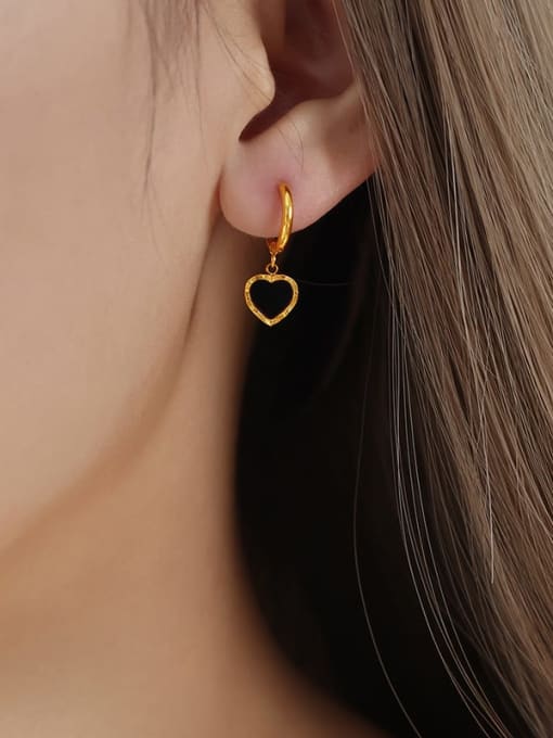 F1176 Gold Earrings Titanium Steel Enamel Heart Trend Earring