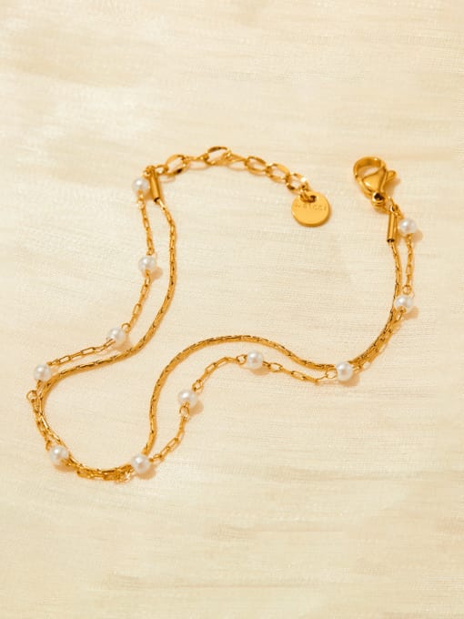SAK573 Gold Stainless steel Hollow Chain Minimalist Link Bracelet