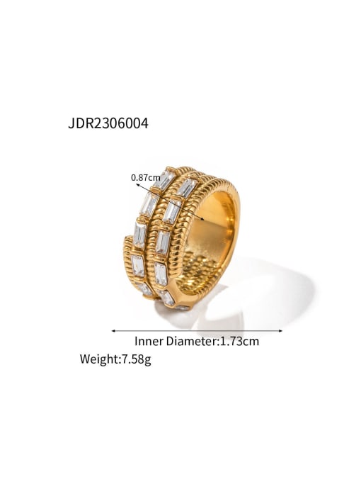 J&D Stainless steel Cubic Zirconia Geometric Trend Band Ring 3