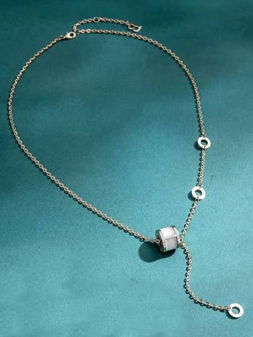 K.Love Titanium Steel Rhinestone Locket Minimalist Tassel Necklace 1