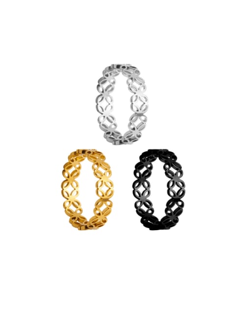 SM-Men's Jewelry Titanium Steel Hollow Clover Minimalist Band Ring 0