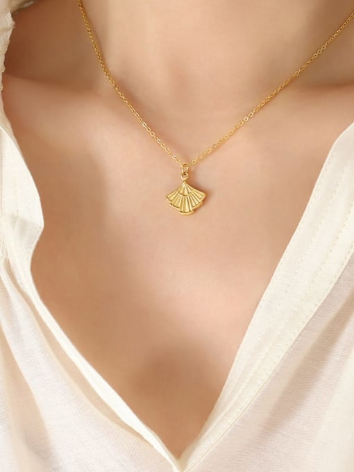 P1231 gold necklace Titanium Steel Leaf Trend Necklace